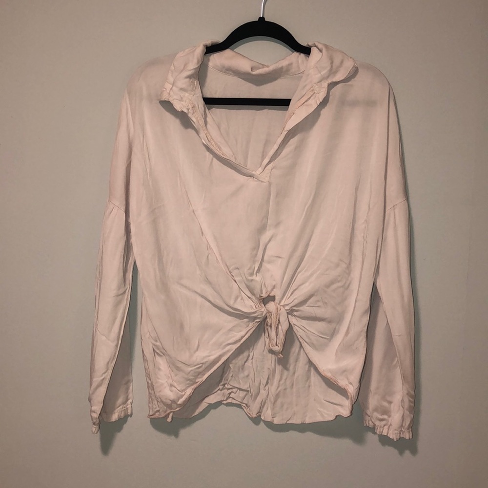 Collared tie-front blouse